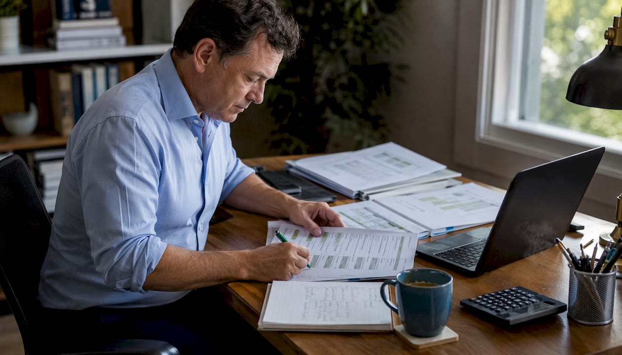Forensic accountant highlighting synthetic credit data