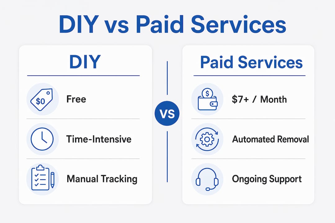 Infographic comparing DIY and paid data removal services