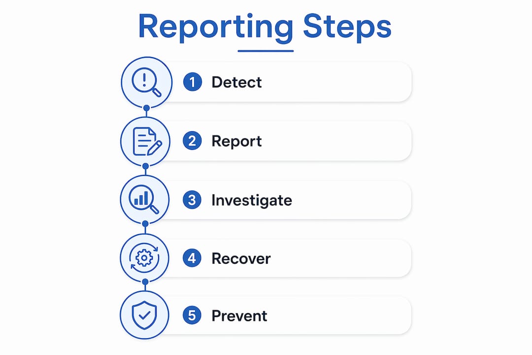 Infographic outlining child identity theft reporting steps