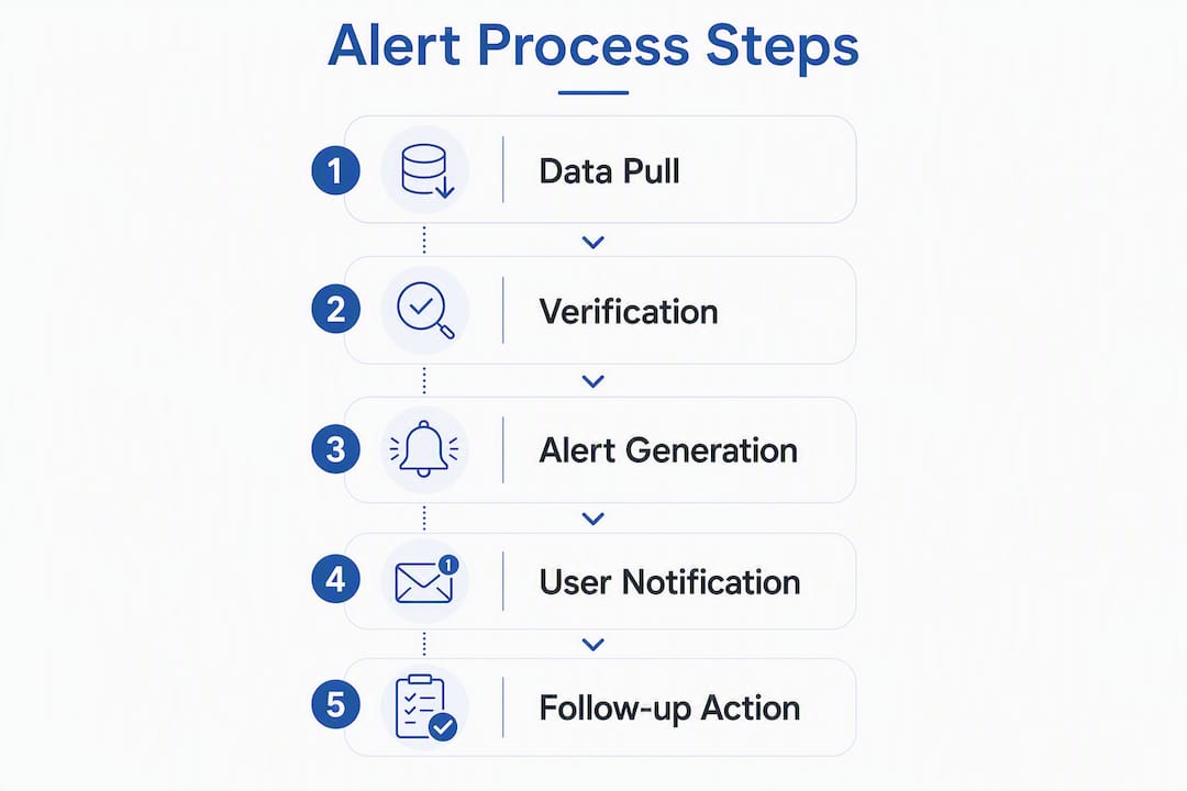 Infographic illustrating monitoring alert steps