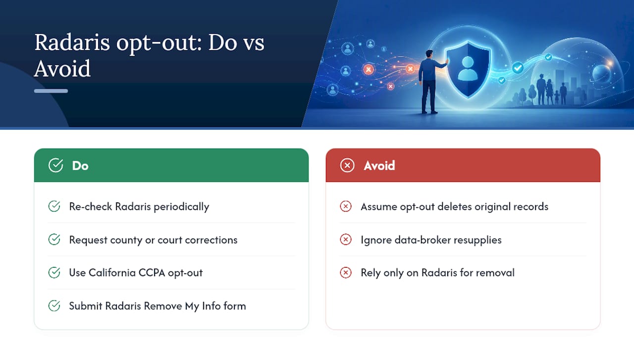 What Radaris Opt-Out Does Not Remove — overview diagram