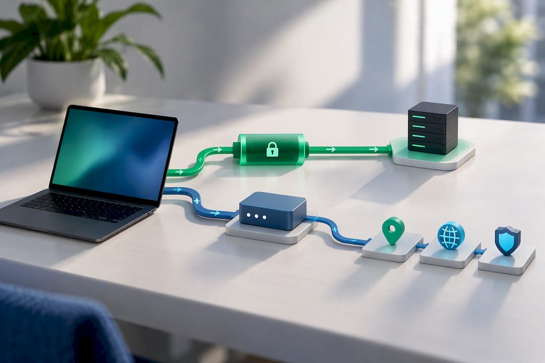 Illustration of VPN split tunnel testing
